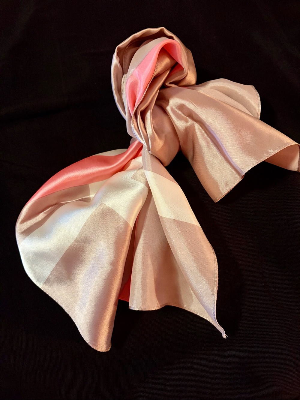 Gorgeous Italian Satin Pink & Peach Scarf